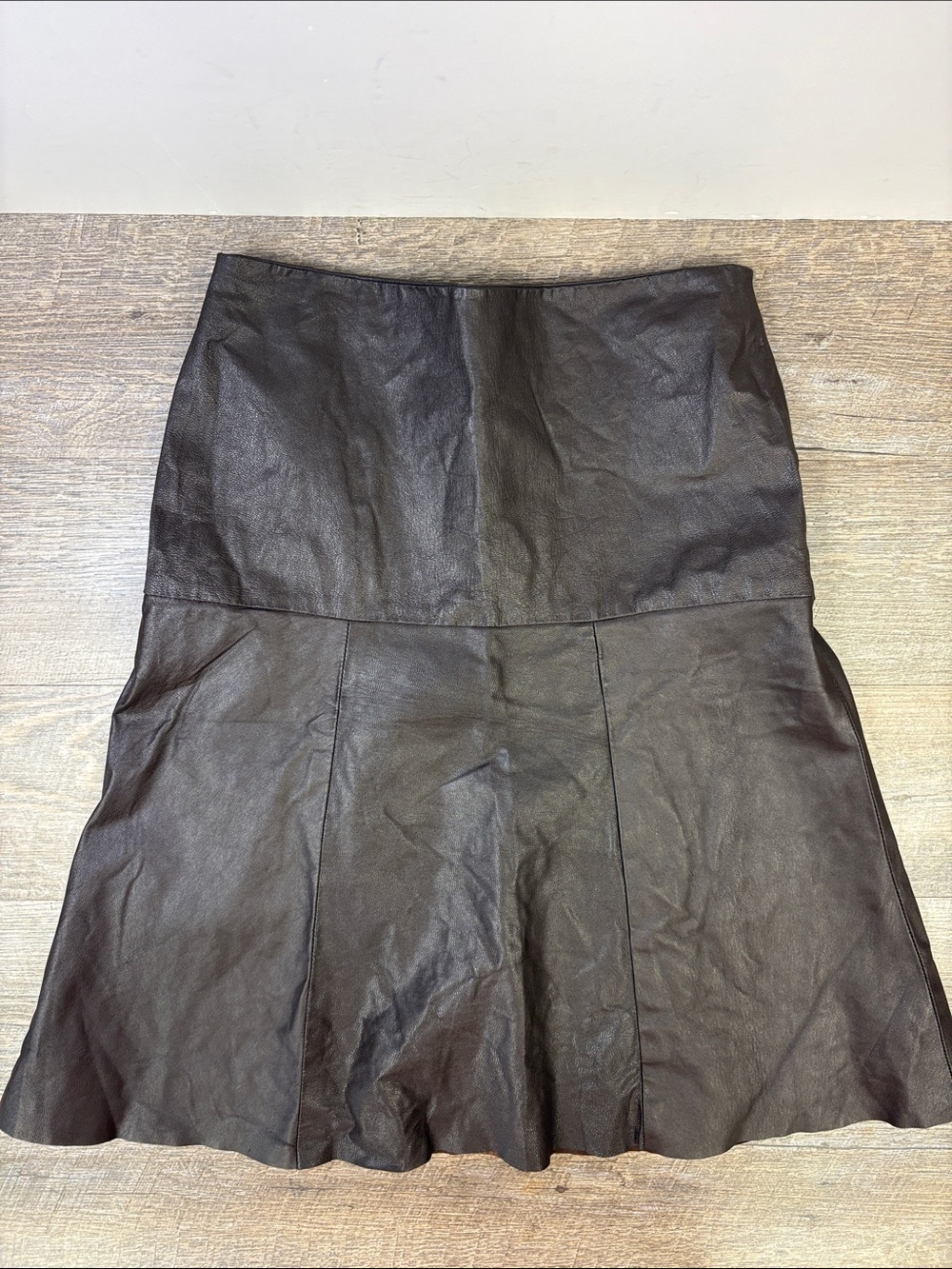 Vintage Las Pepas Brown Leather A-Line Skirt Size Medium
